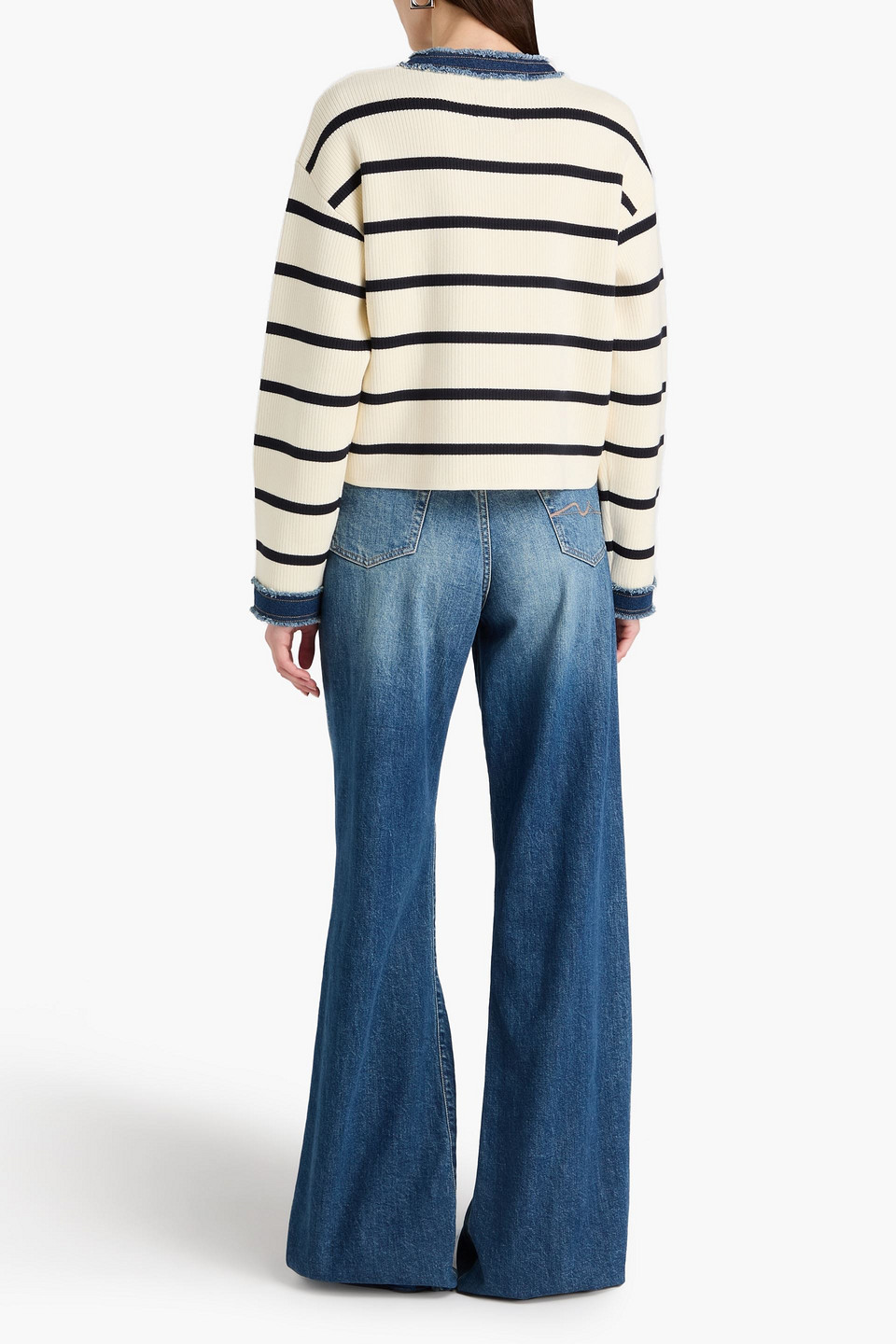  Sandro - Gestreifter Cardigan Aus Rippstrick - Weiß - 3 