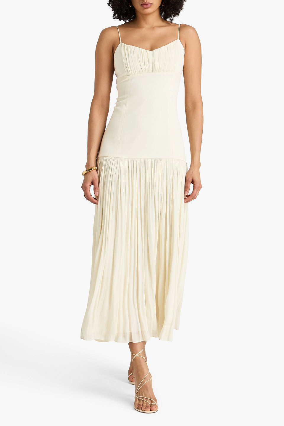 Sandro - Maxikleid Aus Georgette Mit Webstoff-einsätzen - Weiß - Fr 40 