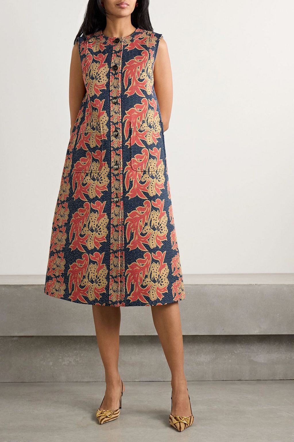 VALENTINO GARAVANI Après L'Hiver cotton-blend jacquard midi dress