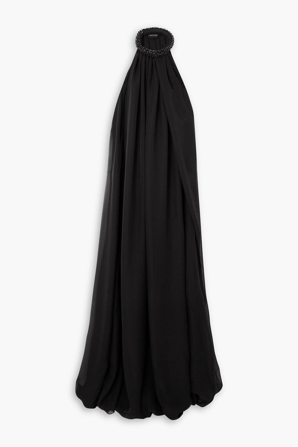 Tom Ford Embellished Silk-chiffon Halterneck Gown In Black