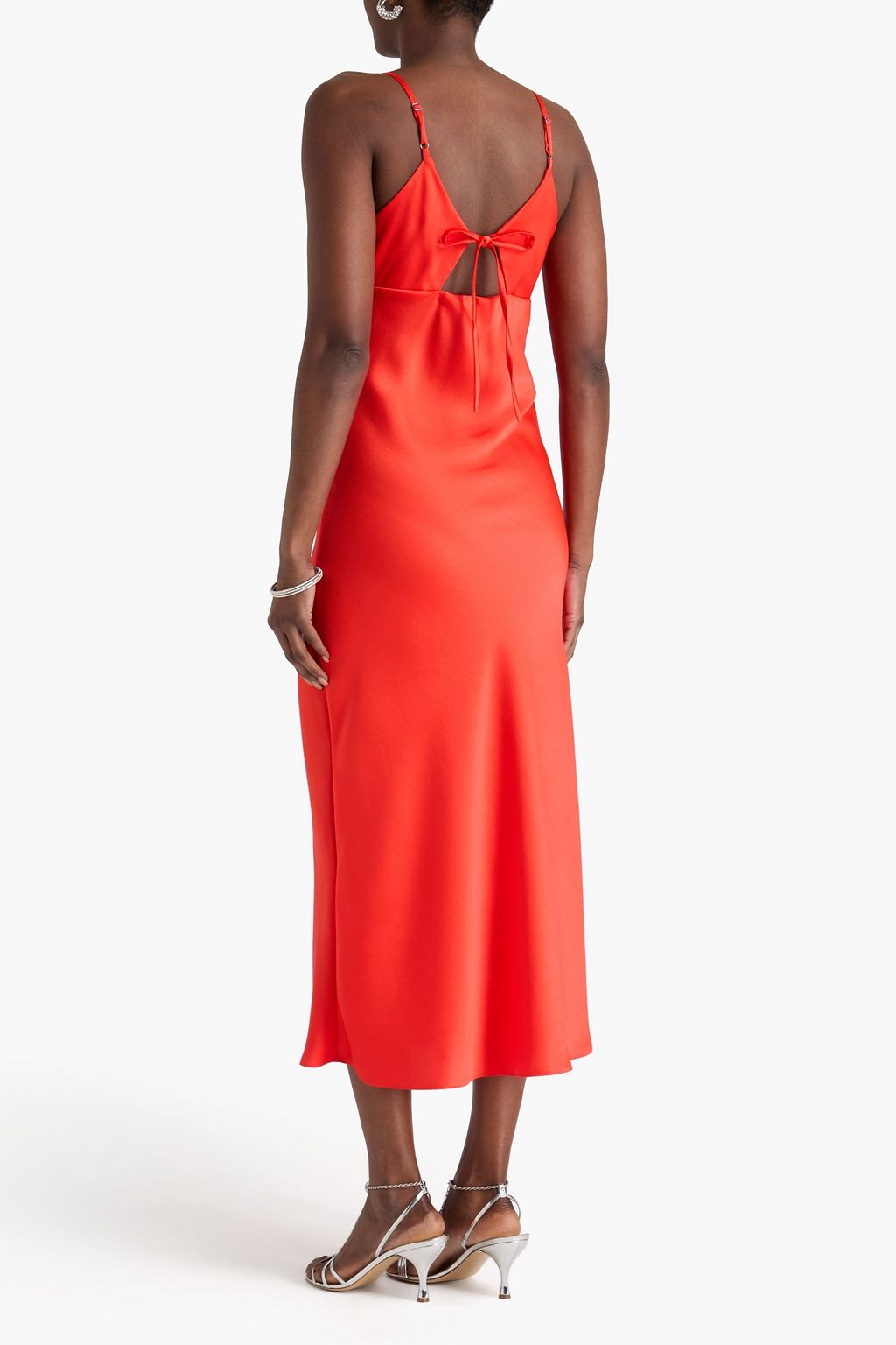 sandro red silk dress Sandro Asymmetric V-Neck Woven maxi dress