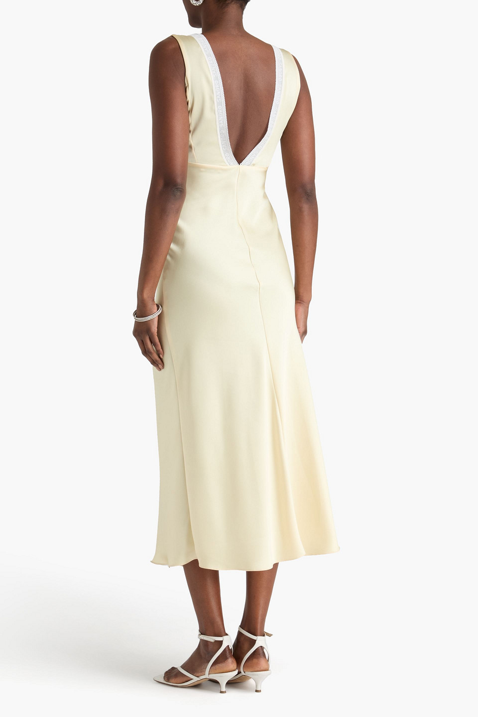  Sandro - Midikleid Aus Twill Mit Mesh-besatz - Gelb - Fr 40 