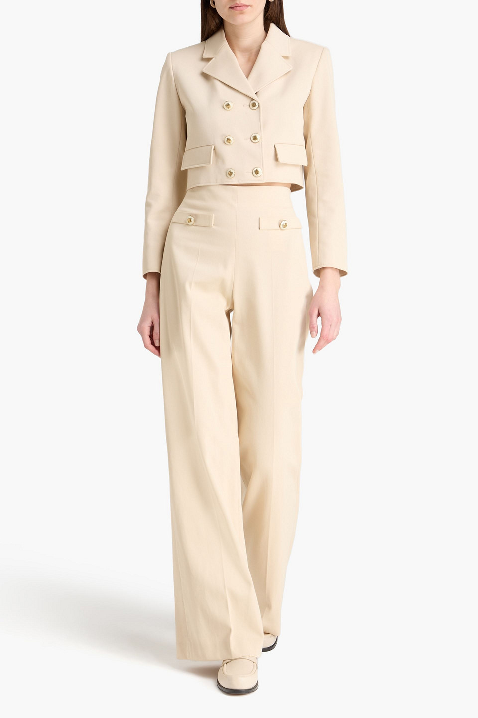  Sandro - Doppelreihiger Cropped Blazer Aus Baumwolle - Neutral - Fr 34 