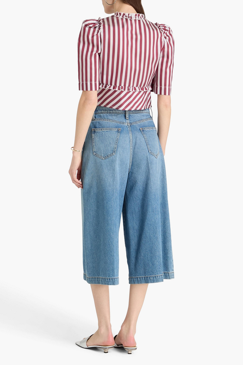  Sandro - Cropped Hemd Aus Twill Mit Streifen - Burgunderrot - 0 