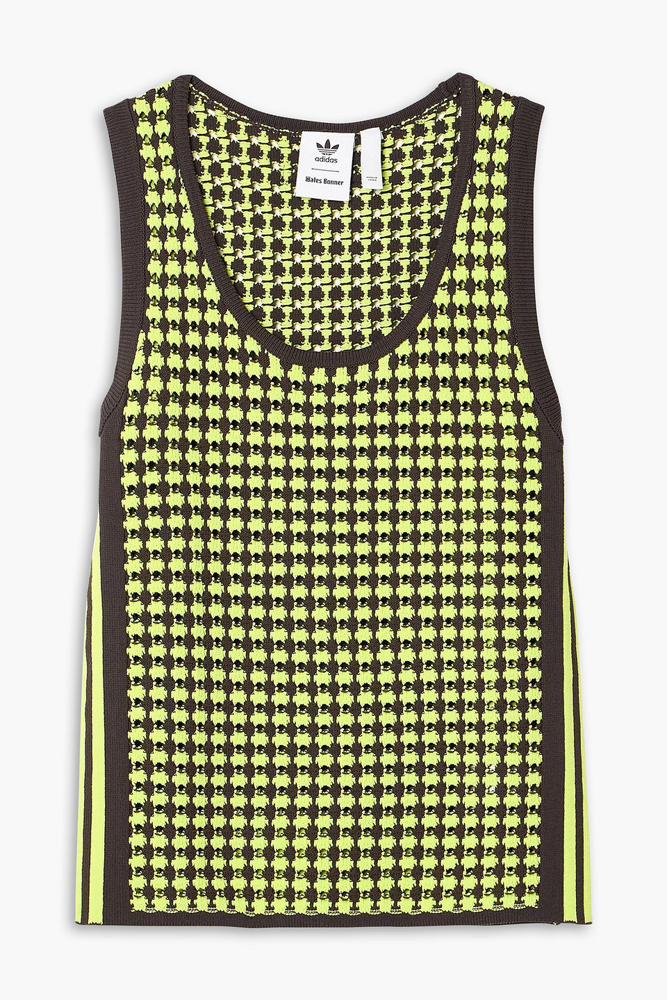 adidas - striped crochet tank - green - xs