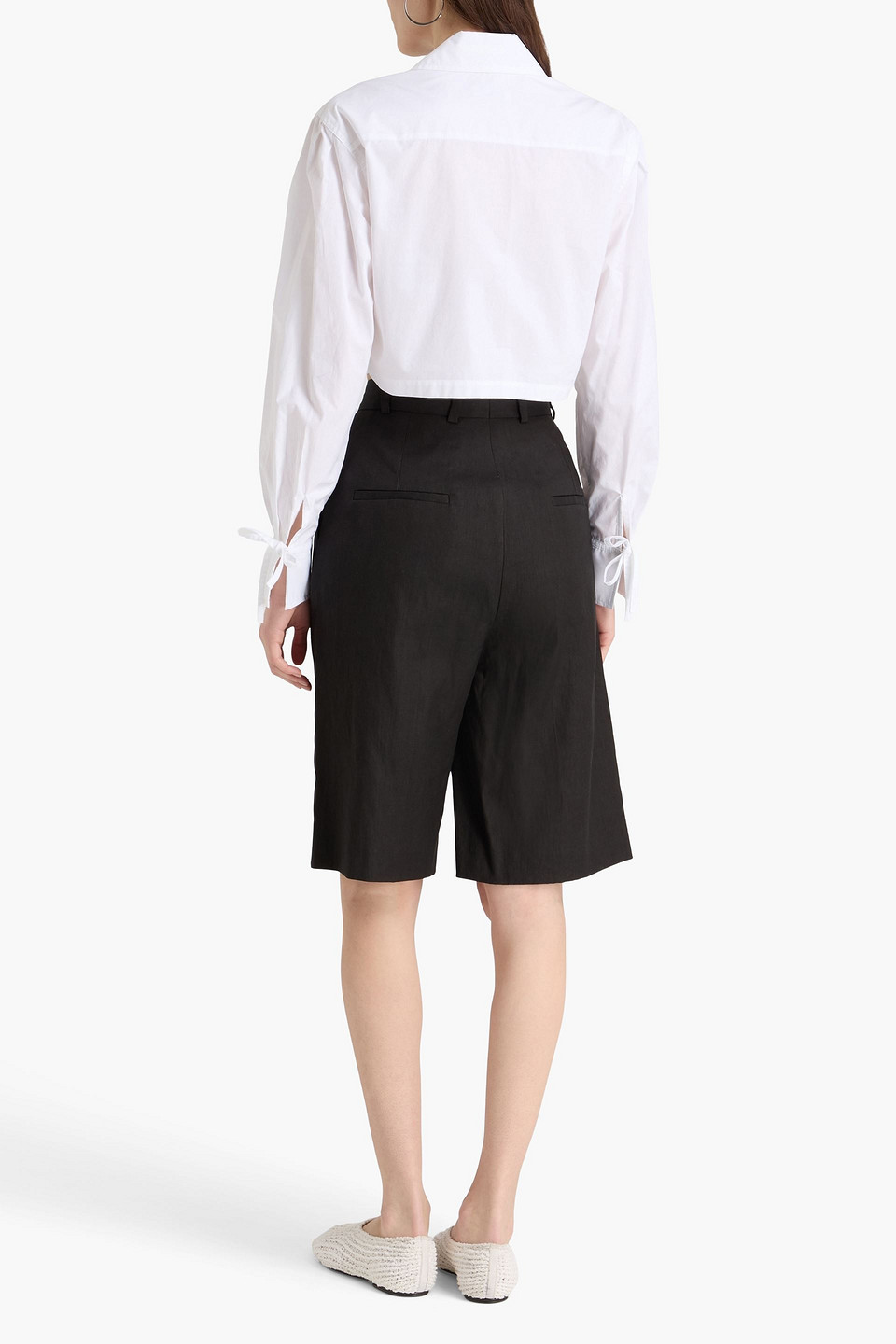  Sandro - Cropped Hemd Aus Baumwollpopeline Mit Spitzenbesatz - Weiß - 0 