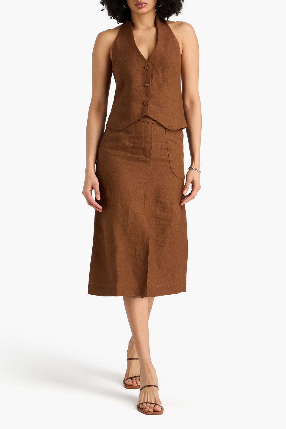  Casa Raki - Abi Linen Top - Brown - Xs 