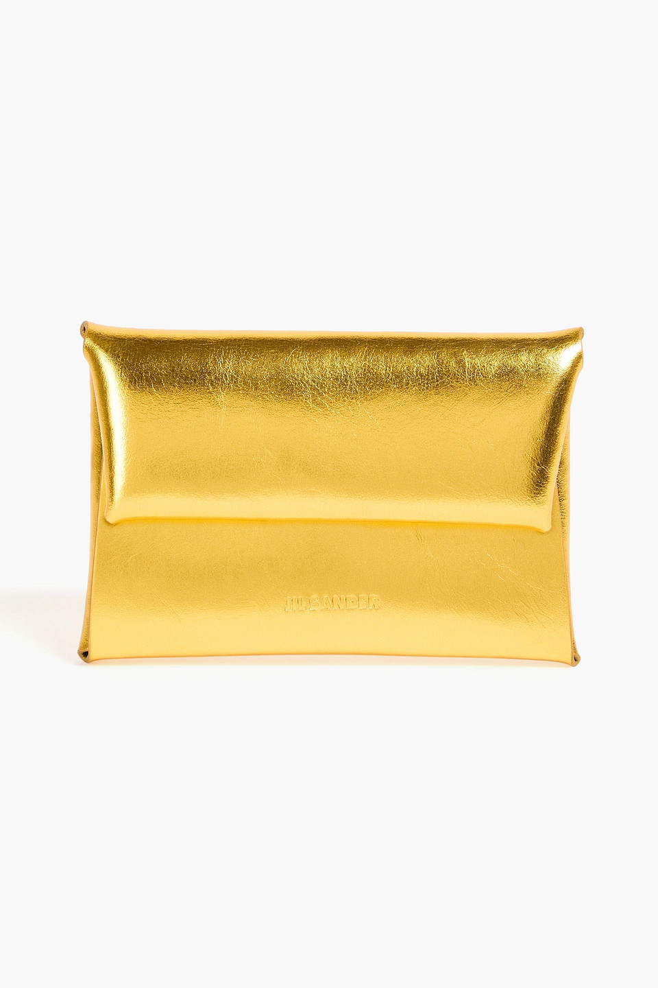 Jil Sander Metallic Leather Coin Purse In Gold