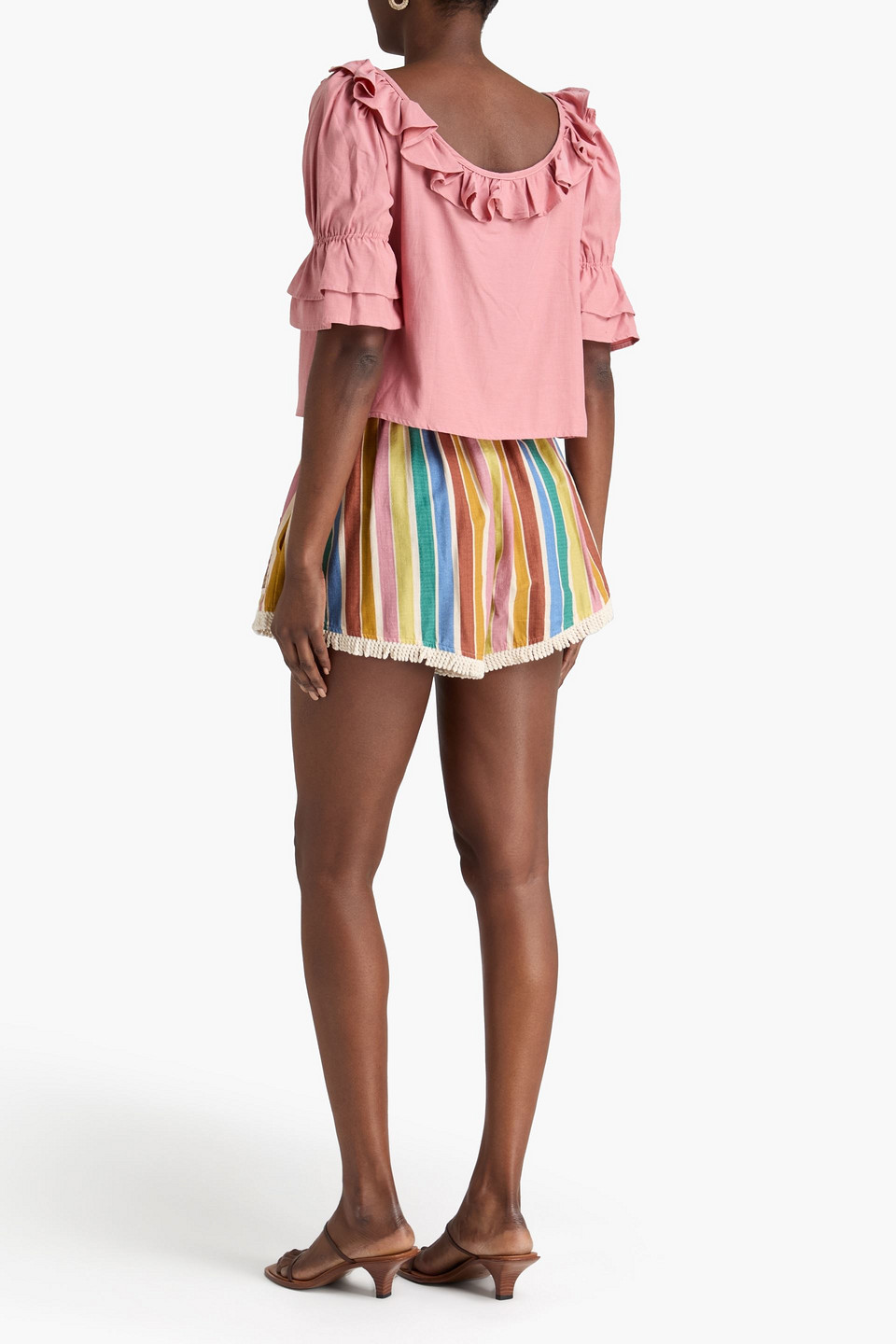  Casa Raki - Greta Ruffled Cupro Top - Pink - M 