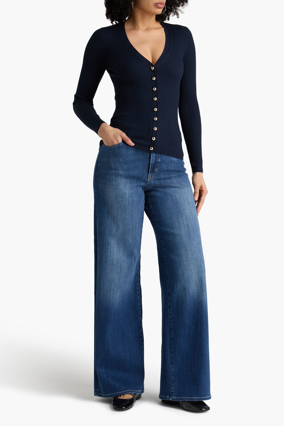  Sandro - Cardigan Aus Rippstrick - Blau - 1 