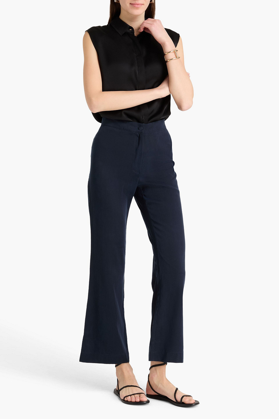  Casa Raki - Dalia Cupro Bootcut Pants - Blue - S 