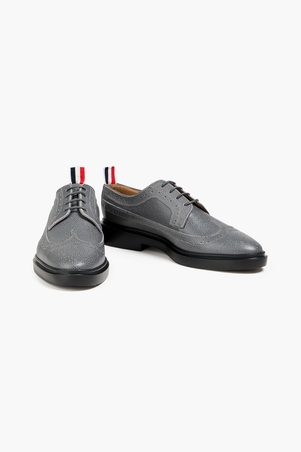 Thom Browne - Perforated Pebbled-leather Brogues - Gray - Eu 36 