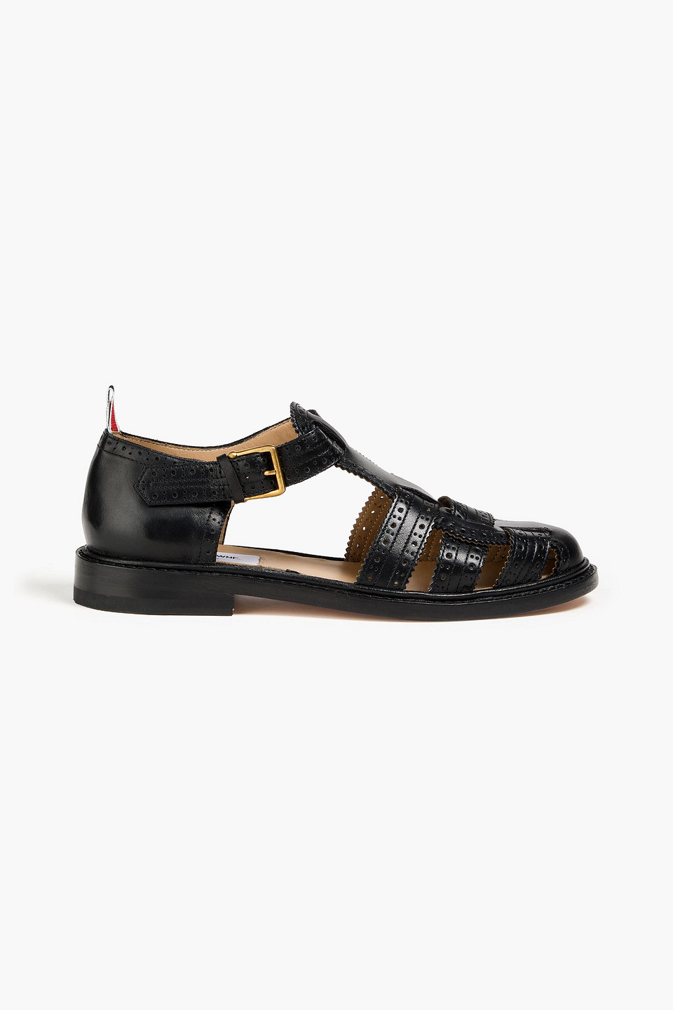 Thom Browne Peforated Leather Flats In Black