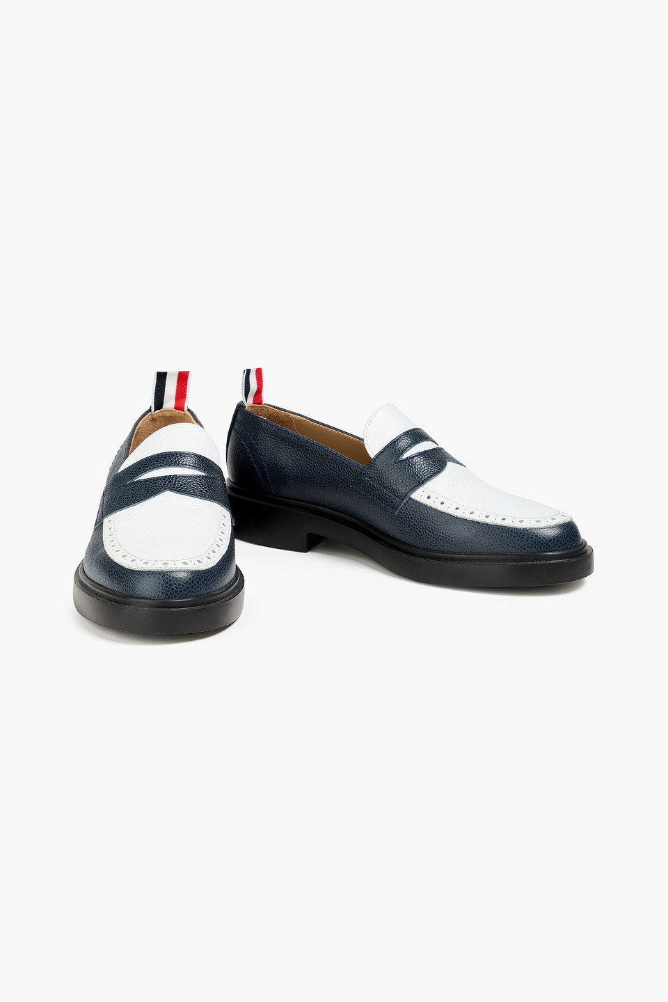  Thom Browne - Two-tone Pebbled-leather Penny Loafers - Blue - Eu 36 