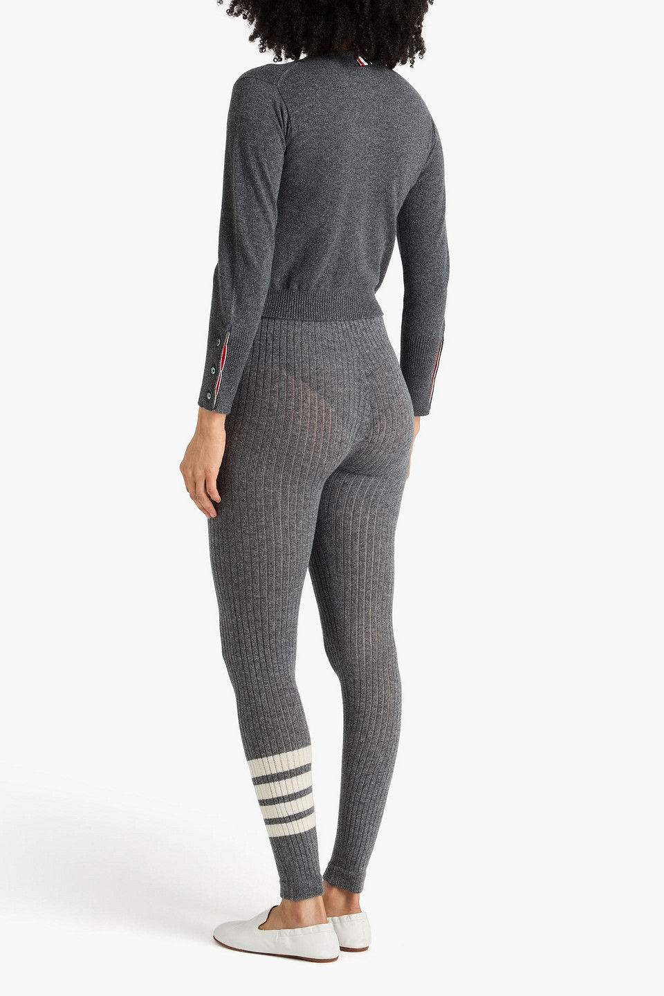  Thom Browne - Striped Ribbed Wool-blend Leggings - Gray - S 