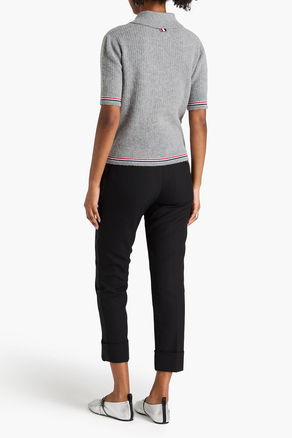  Thom Browne - Gerippter Pullover Aus Einer Wollmischung Mit Polokragen - Grau - It 36 