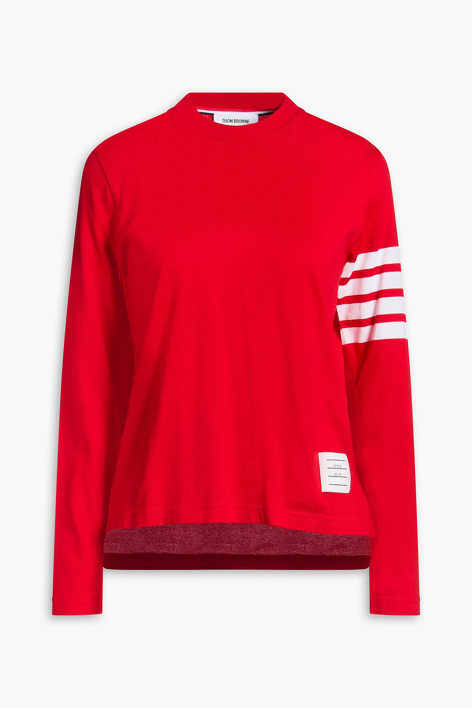 Thom Browne Striped Cotton-jersey Top In Red