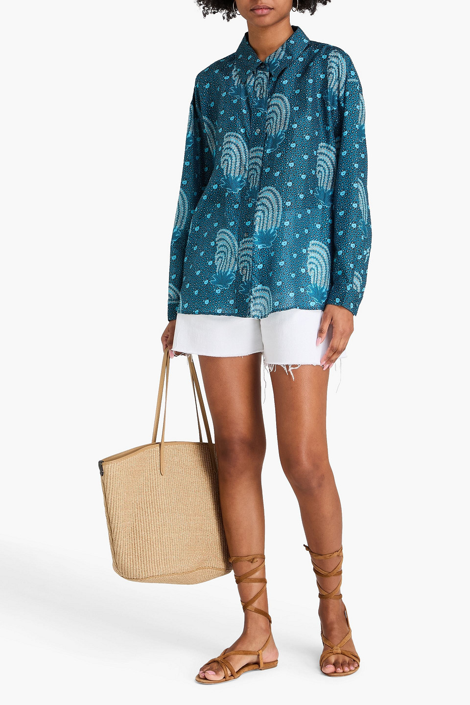 Hannah - Hemd „stevie“ Aus Seide Mit Print - Blau - 00 