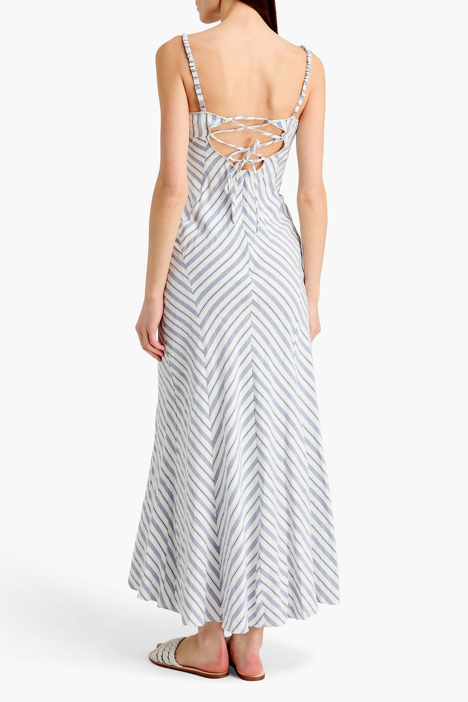  Sandro - Maxikleid Aus Jacquard Mit Streifen - Blau - Fr 34 