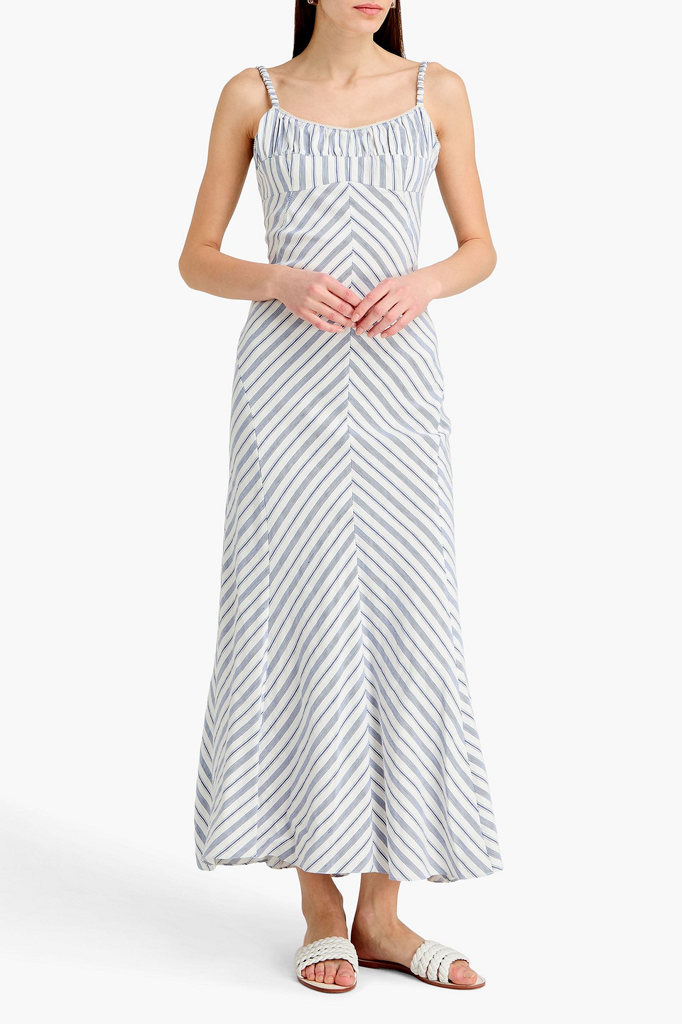  Sandro - Maxikleid Aus Jacquard Mit Streifen - Blau - Fr 34 