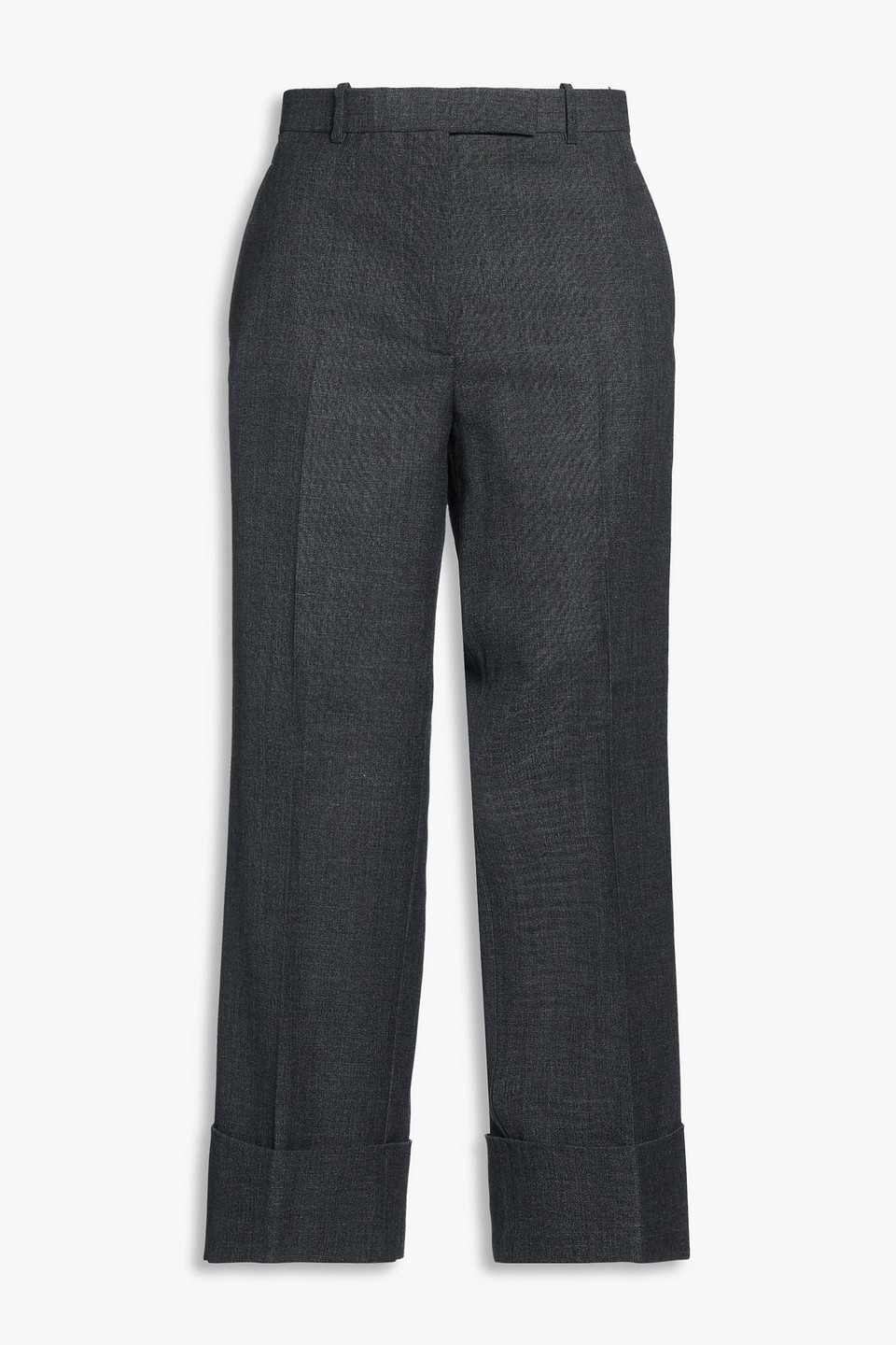 Thom Browne Cropped Wool Straight-leg Pants In Gray