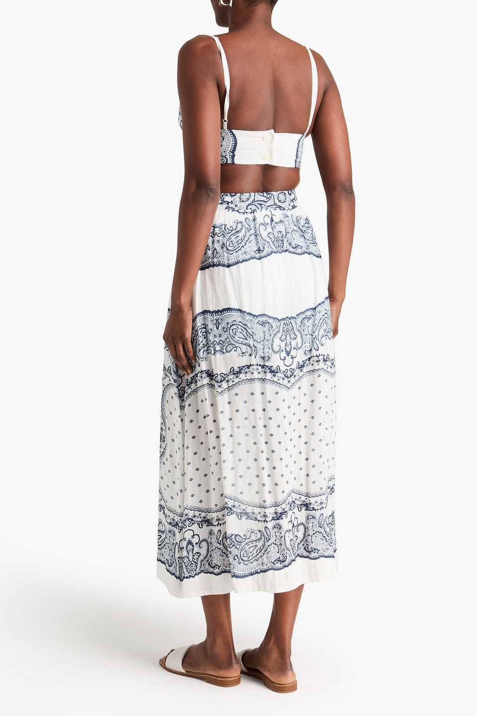  Sandro - Cropped Oberteil Aus Webstoff Mit Paisley-print - Blau - 0 