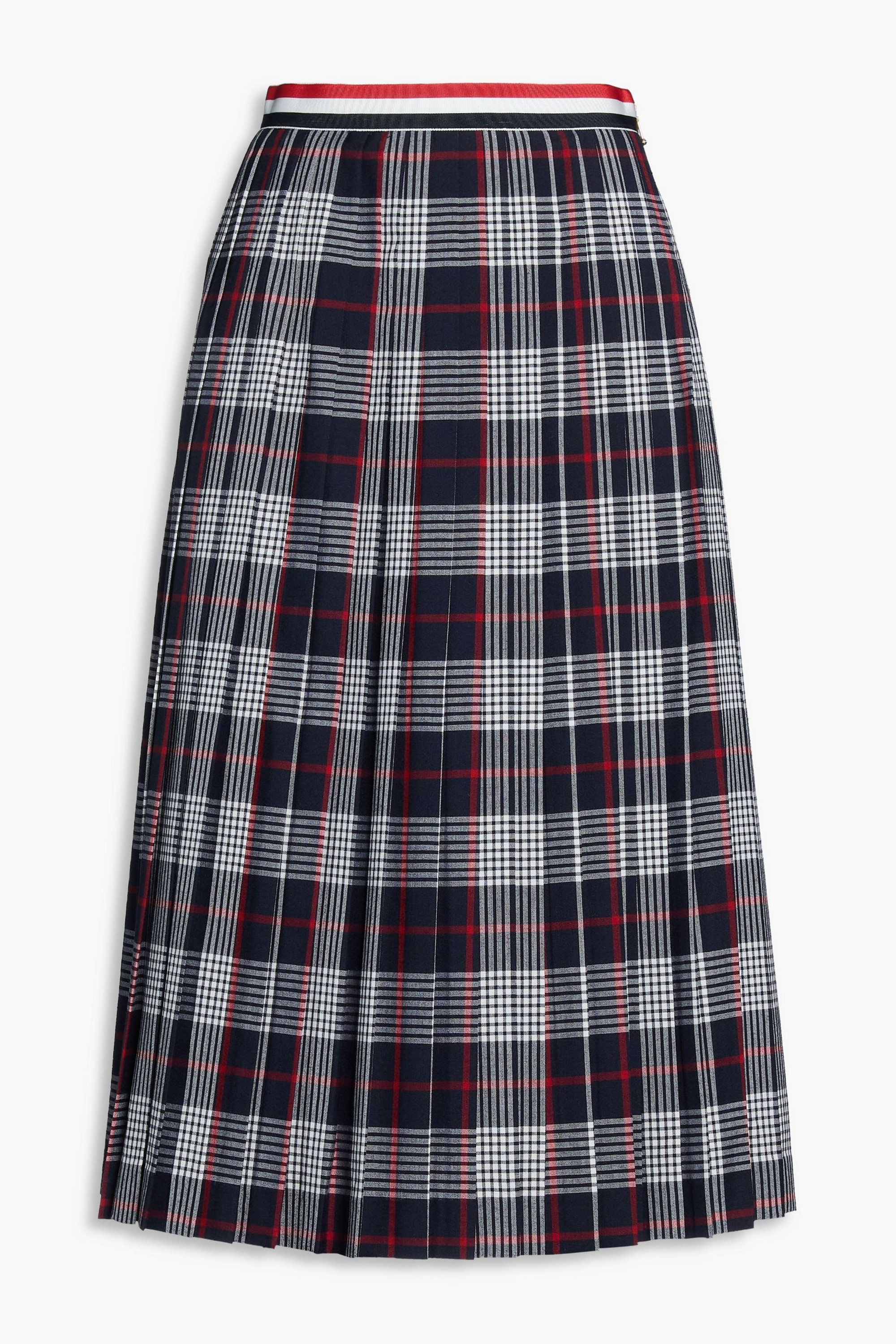 Thom Browne Pleated checked wool midi skirt thumbnail