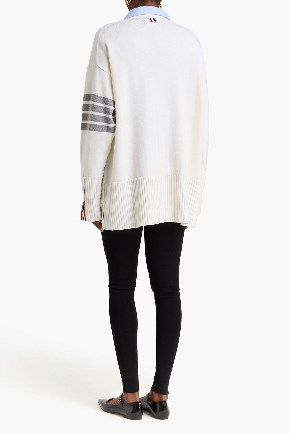  Thom Browne - Oversized Striped Merino Wool Cardigan - White - It 36 
