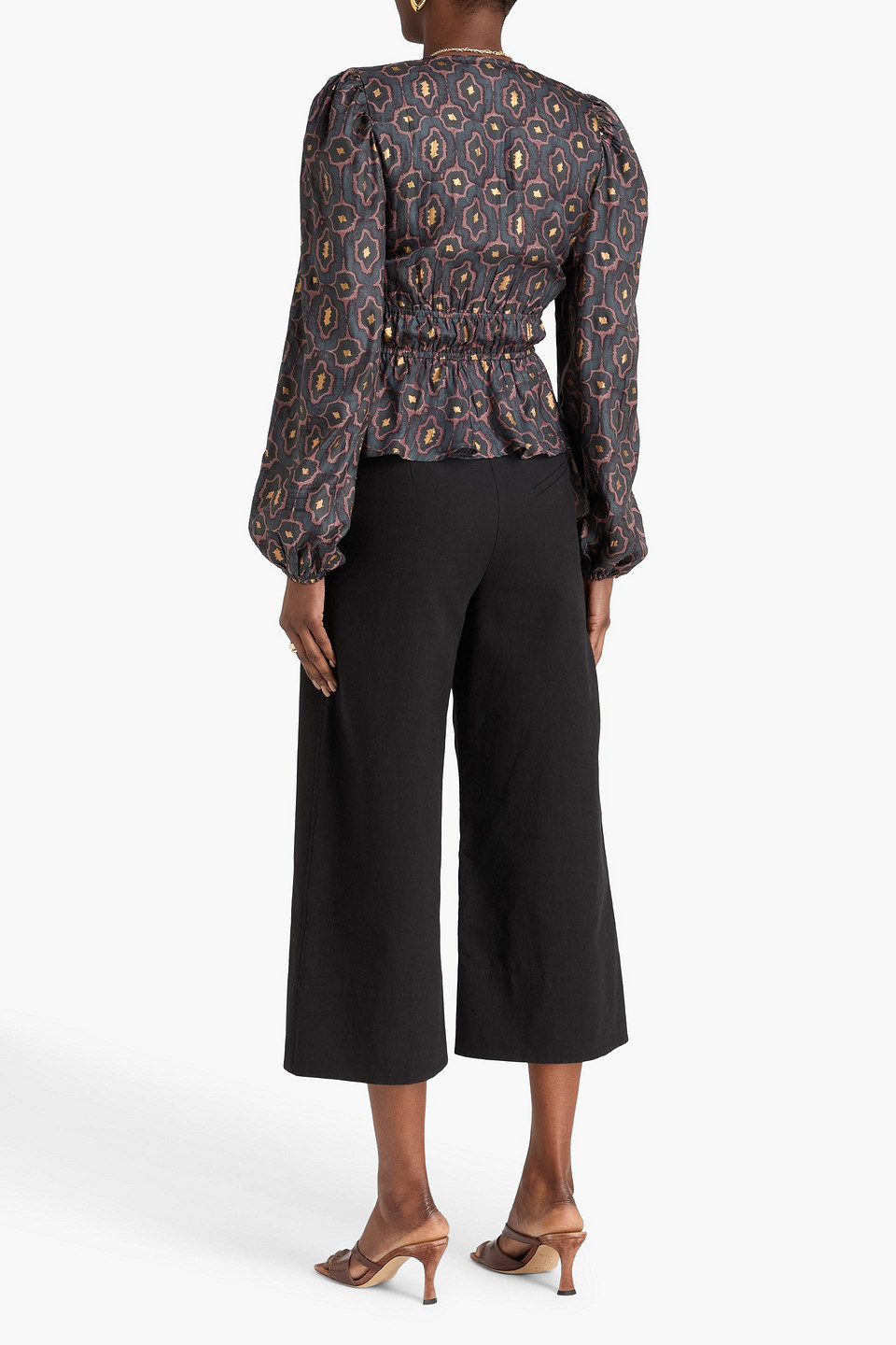  Hannah - Lola Printed Silk-satin Blouse - Gray - 00 
