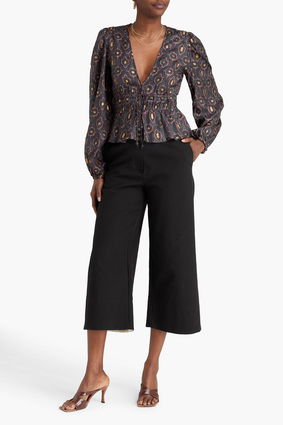  Hannah - Lola Printed Silk-satin Blouse - Gray - 00 