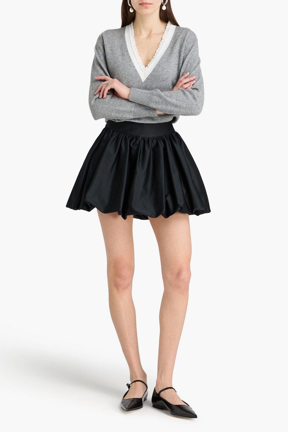  Simone Rocha - Minirock Aus Taft Mit Raffung - Schwarz - Uk 4 