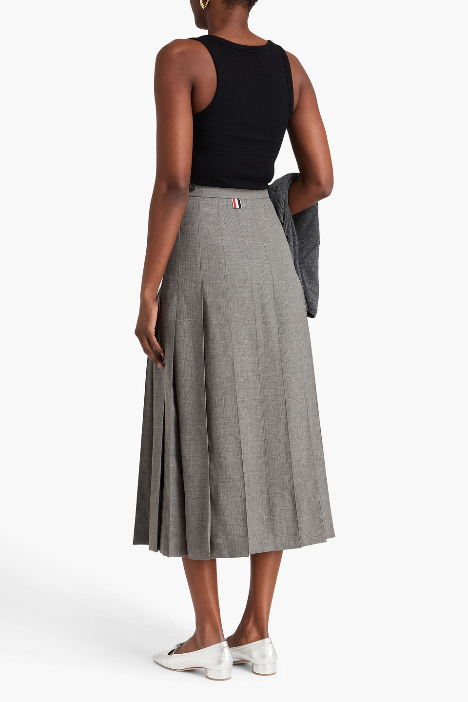  Thom Browne - Pleated Wool Midi Skirt - Gray - It 36 