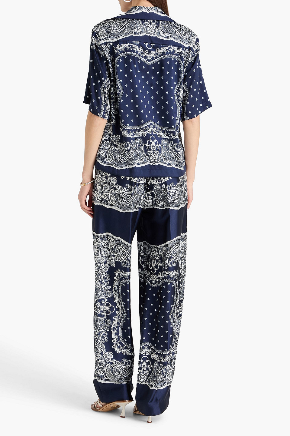  Sandro - Hemd Aus Glänzendem Twill Mit Paisley-print - Blau - 1 