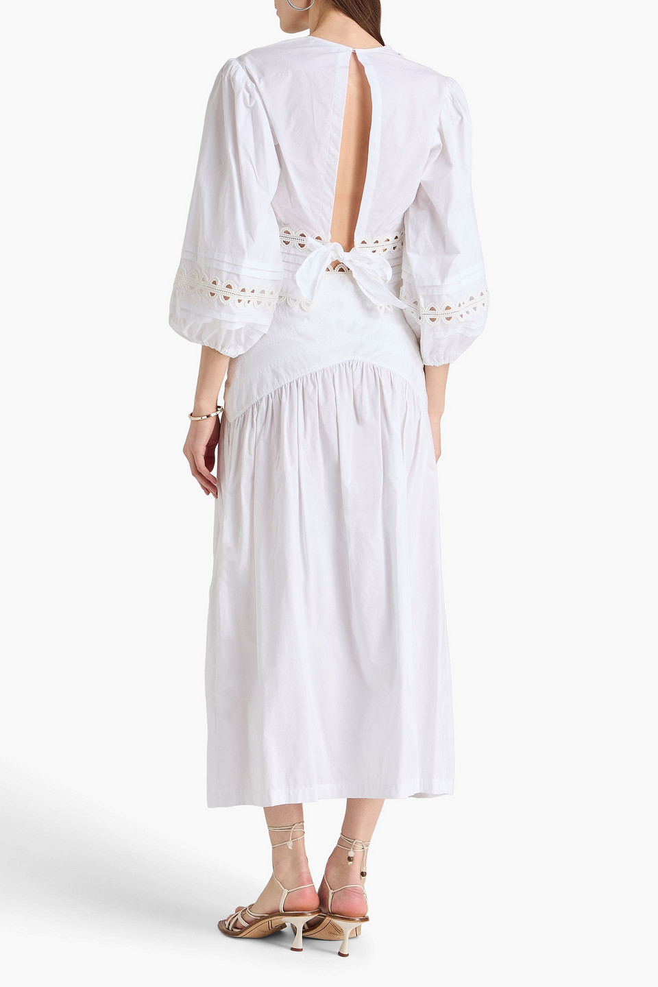  Sandro - Cropped Bluse Aus Baumwollpopeline Mit Spitzenbesatz - Weiß - 0 