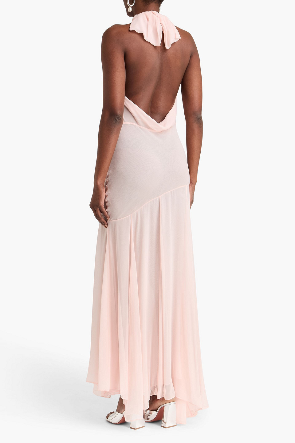  Simone Rocha - Neckholder-maxikleid Aus Seidenchiffon Mit Rückenausschnitt - Pink - Uk 6 