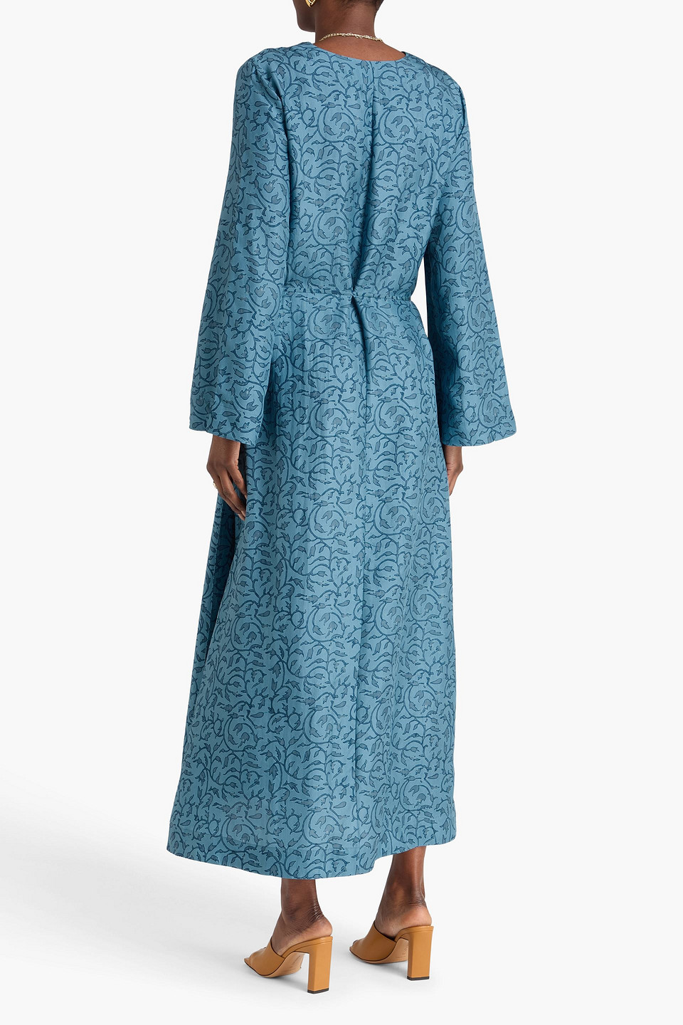  Hannah - Maxikleid „leandra“ Aus Seide Mit Print - Blau - 00 