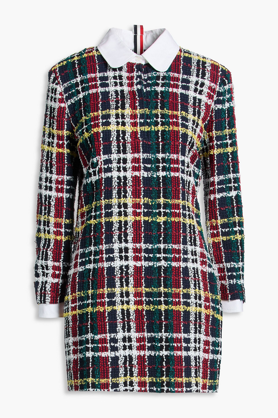 Thom Browne Cotton-blend Tweed Mini Dress In Blue