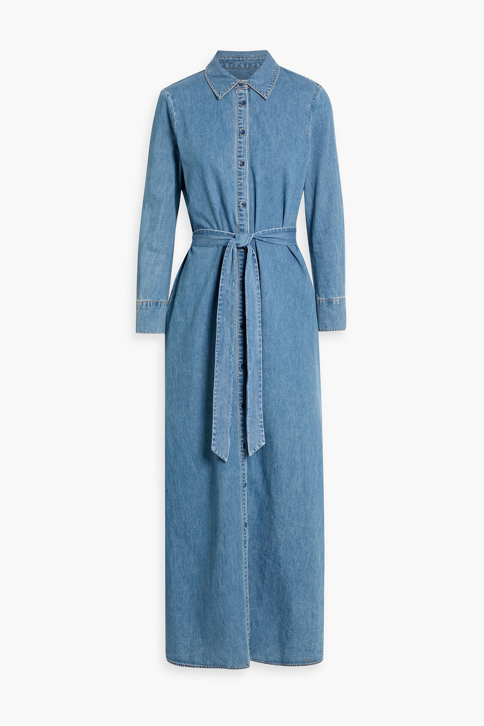 Alice And Olivia Peyton Denim Maxi Shirt Dress In Blue