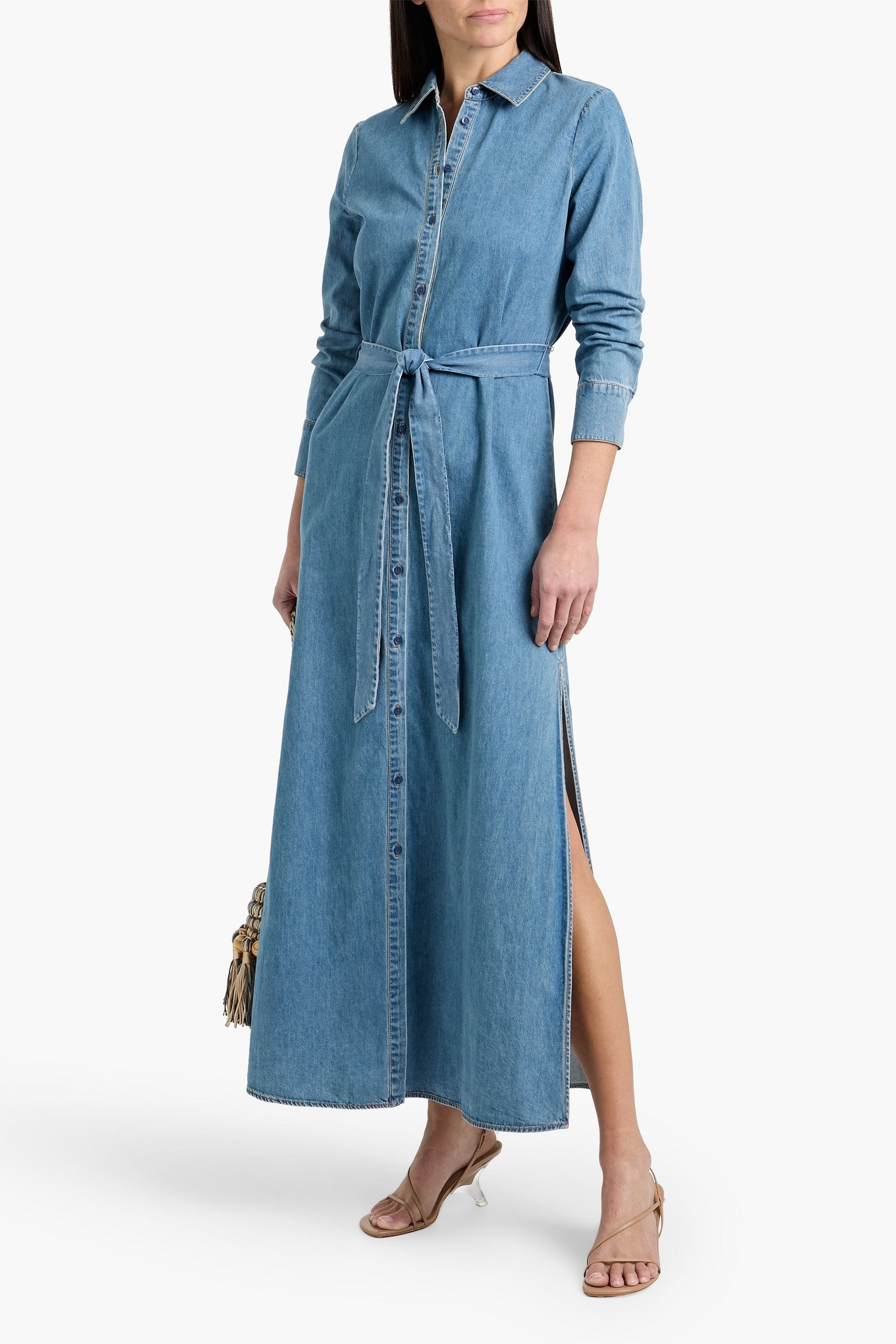 ALICE + OLIVIA JEANS Peyton denim maxi shirt dress