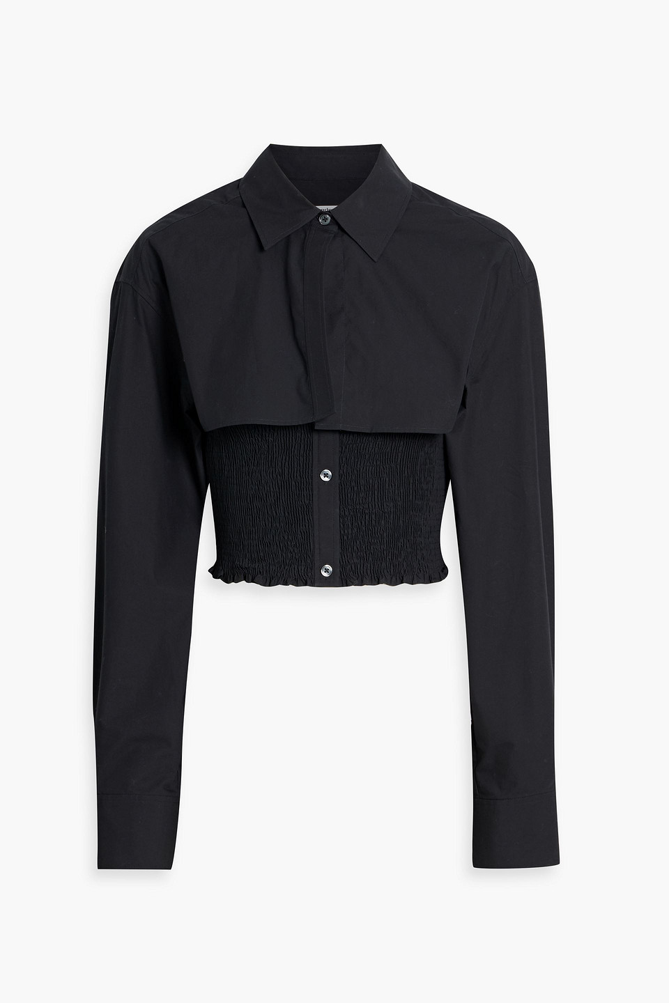 Alexander Wang T Cropped Cotton-poplin Shirt And Smocked Camisole Set In Black