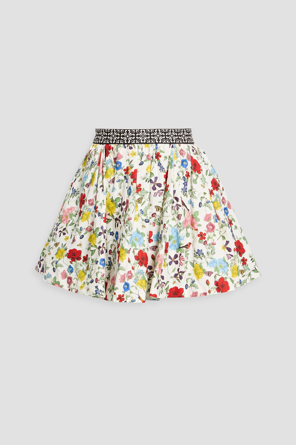 alice olivia - haven floral-print linen-blend mini skirt - white - us 12