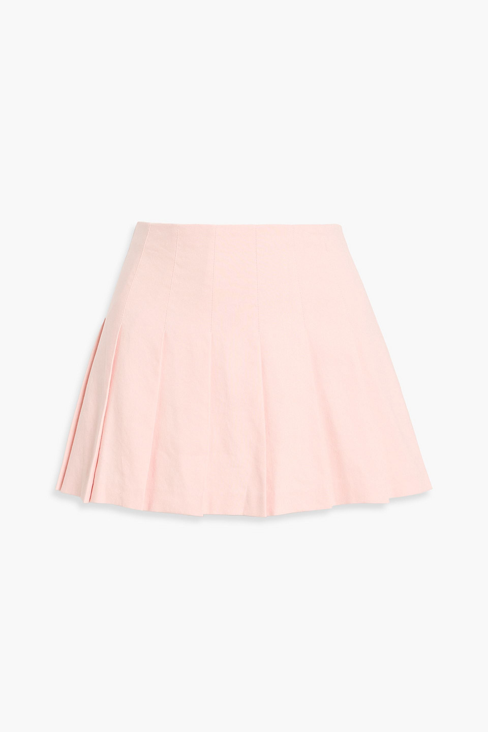 alice olivia - carter pleated linen-blend mini skirt - pink - us 6