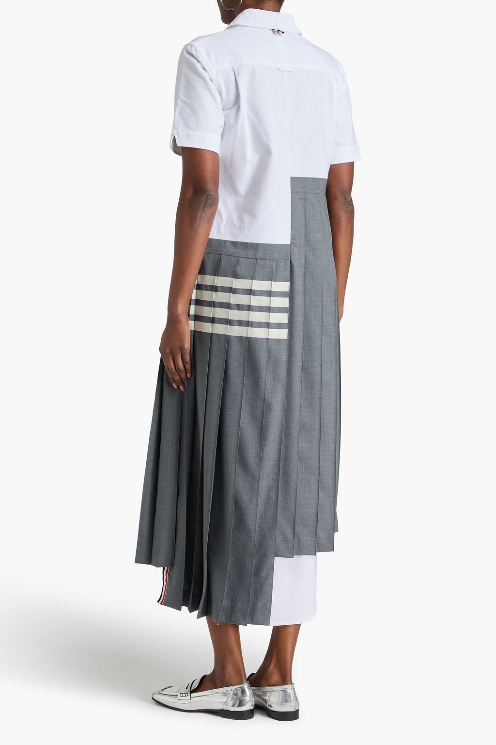 asymmetric poplin midi dress Ruched Asymmetric Poplin Long Dress