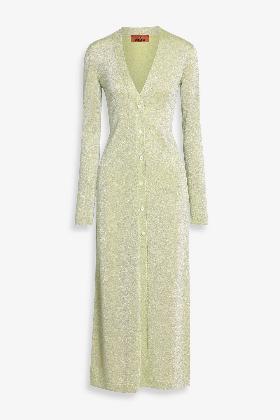 Missoni Metallic Knitted Cardigan In Green