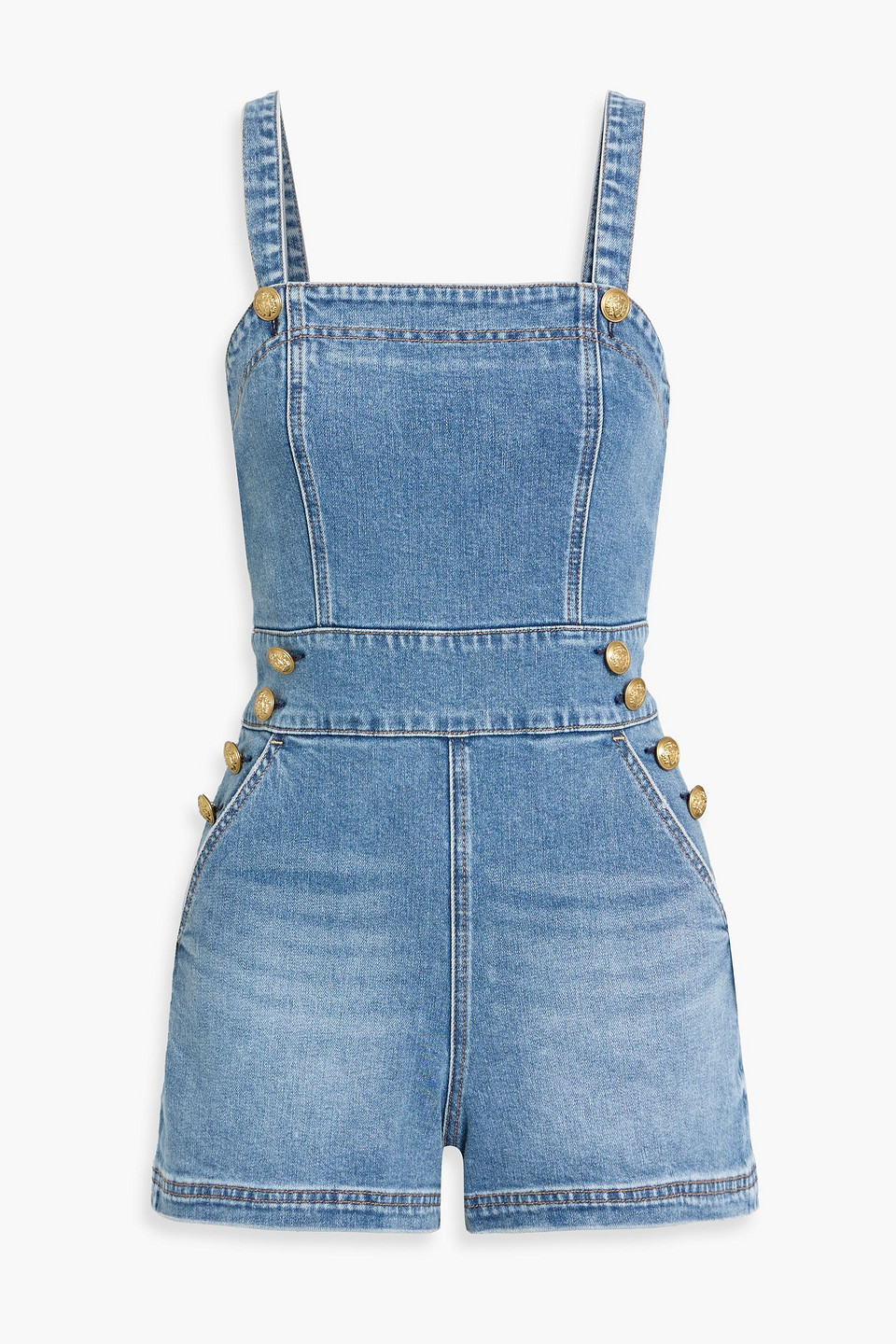 Alice And Olivia Livia Denim Playsuit In Blue