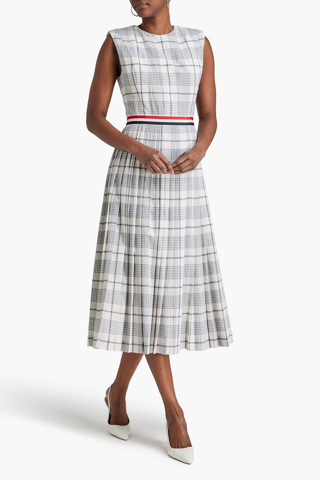 THOM BROWNE Pleated checked wool midi dress | THE OUTNET