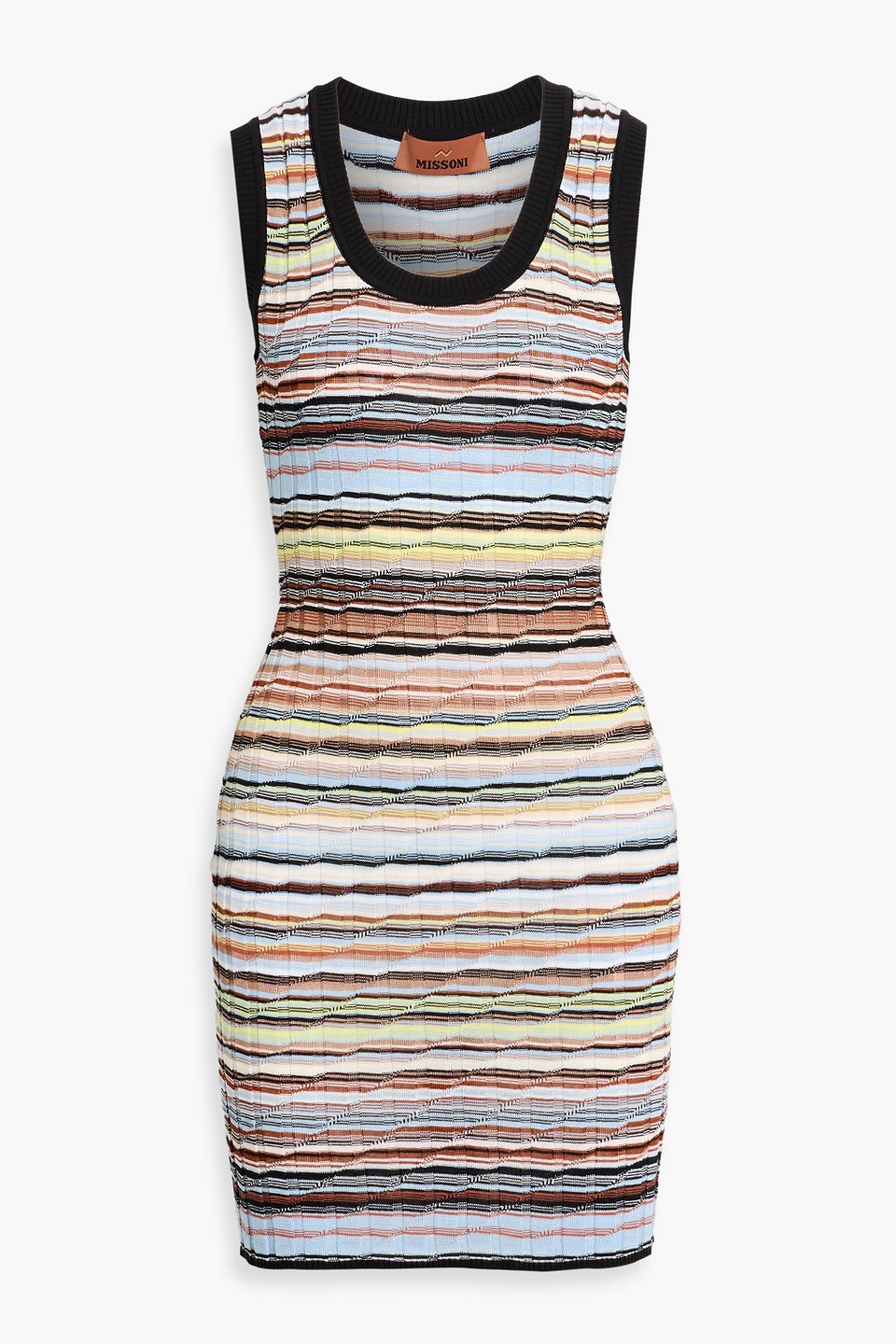 missoni - space-dyed ribbed cotton-blend mini dress - black - it 46