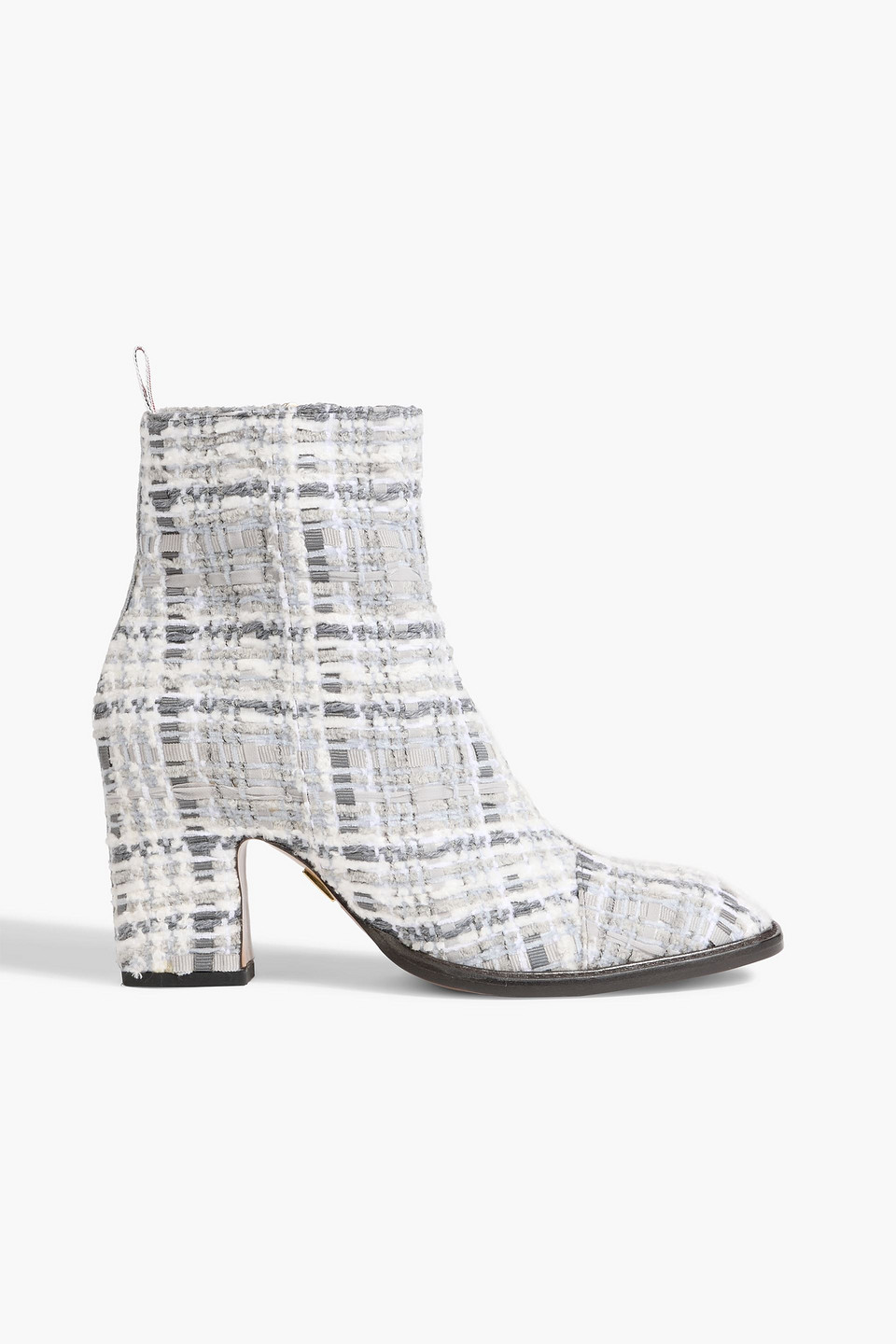 Thom Browne Prince Of Wales Chenille-tweed Ankle Boots In Gray