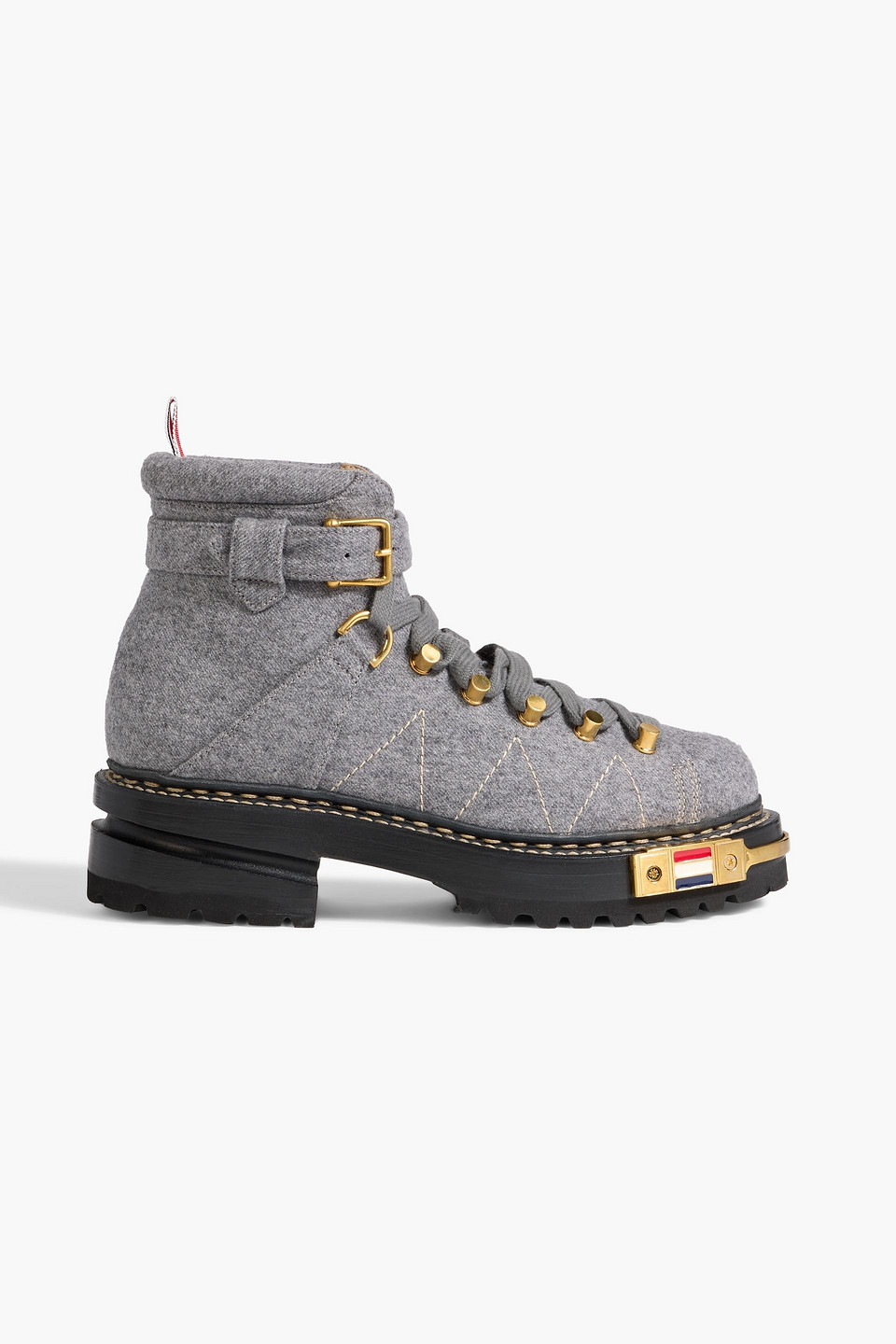 Thom Browne Tweed Hiking Boots In Gray