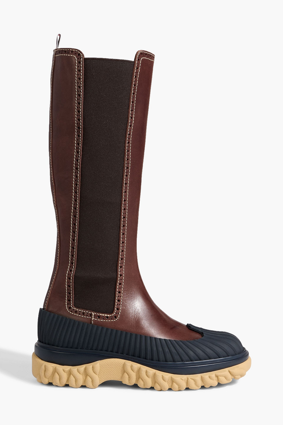 Thom Browne Leather Knee Boots In Brown
